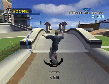 PS1 Tony Hawk Pro Skater Manul pivot bridge wheelie gameplay