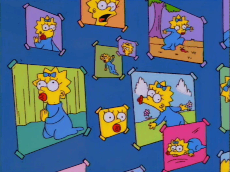 An animated GIF from The Simpsons showing Homer Simpson's nuclear power plant plaque—originally reading 'DON'T FORGET YOU'RE HERE FOREVER'—lovingly covered with baby photos of Maggie Simpson so it spells out 'DO IT FOR HER.'