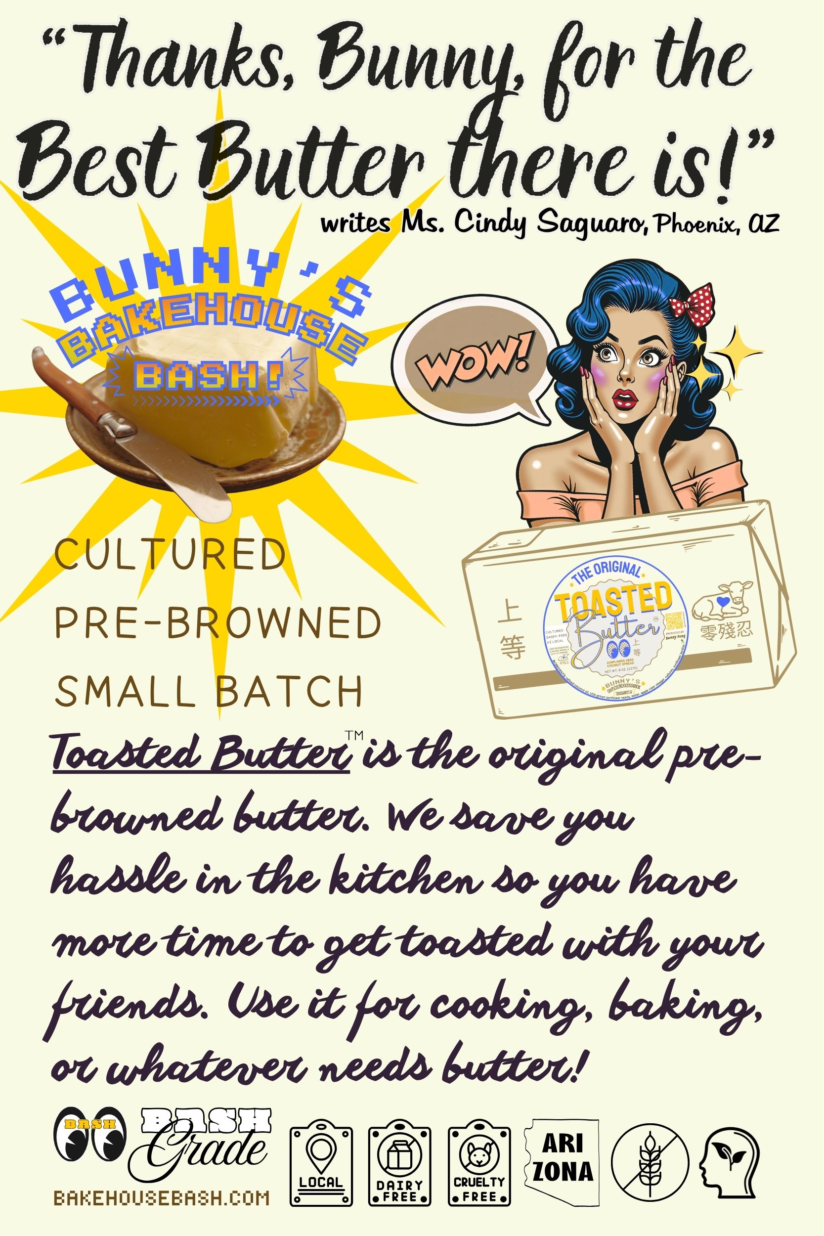a vintage style  flyer graphic for Toasted butter