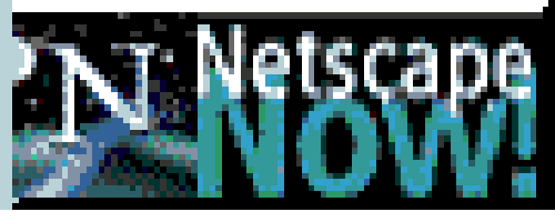 An animated GIF of the classic pixelated "Netscape NOW!" website banner badge, used by 90s webmasters to flex cutting-edge browser optimization.