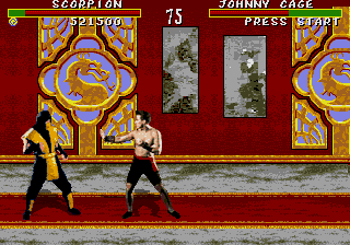 SNES Mortal Kombat Scorpion vs. Johnny Cage gameplay