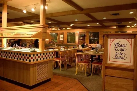 90s Pizza Hut interior with buffet