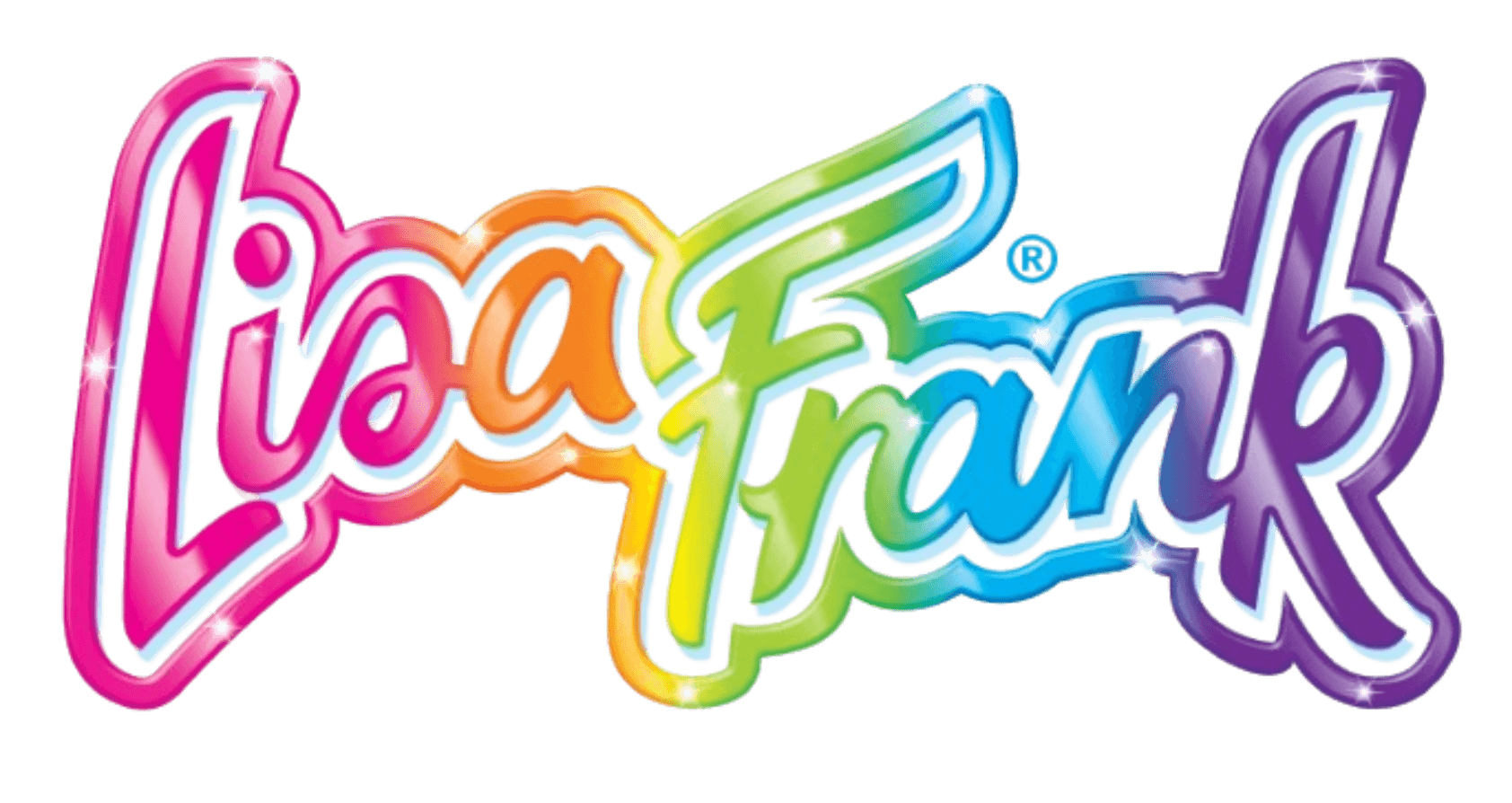 An animated GIF featuring colorful, neon Lisa Frank artwork, including two leopard cubs, a flower-patterned turtle, and the rainbow foil Lisa Frank logo—the ultimate flex on any 90s school folder.