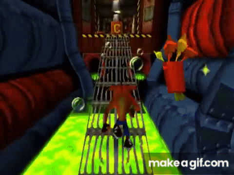 PS1 Crash Bandicoot spinning and running and jumping gameplay