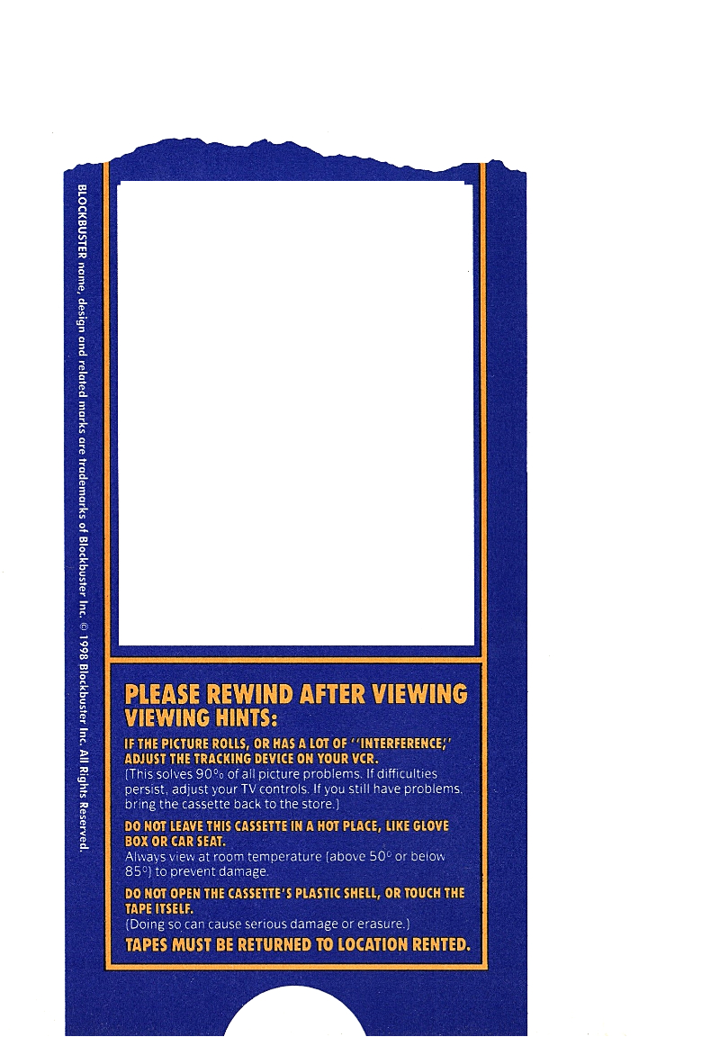 Blockbuster back of the box VHS